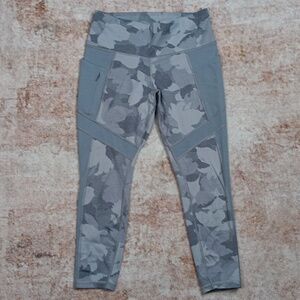 Athleta Gray Camo Print Side Pocket Leggings
